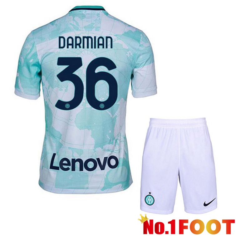 Inter Milan (DARMIAN 36) Kids Soccer Jerseys Away White Green 2022-2023