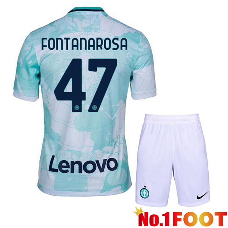 Inter Milan (FONTANAROSA 47) Kids Soccer Jerseys Away White Green 2022-2023