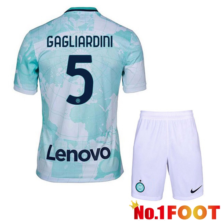 Inter Milan (GAGLIARDINI 5) Kids Soccer Jerseys Away White Green 2022-2023