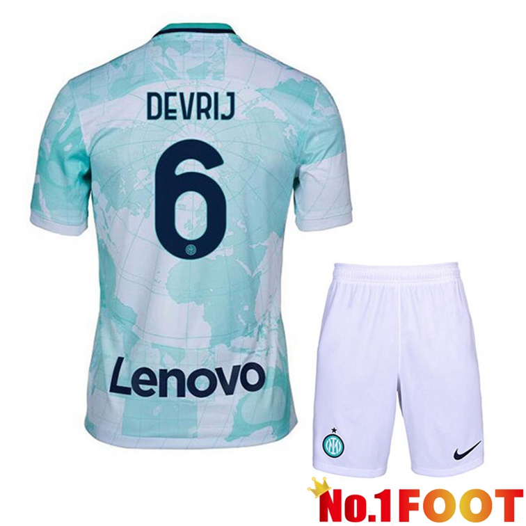 Inter Milan (De VRIJ 6) Kids Soccer Jerseys Away White Green 2022-2023