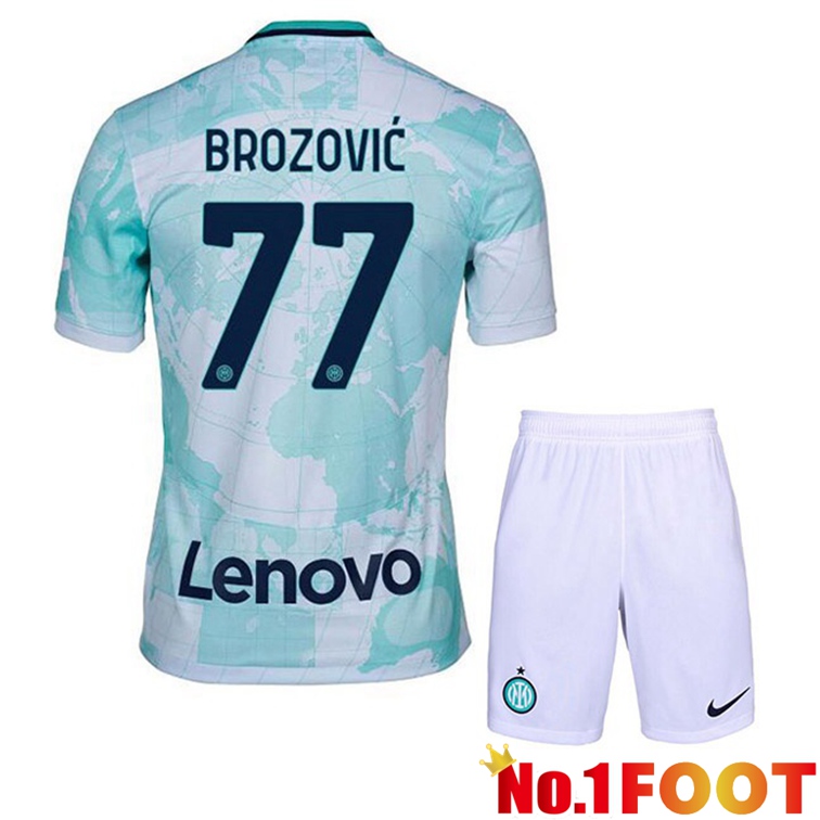 Inter Milan (BROZOVIĆ 77) Kids Soccer Jerseys Away White Green 2022-2023