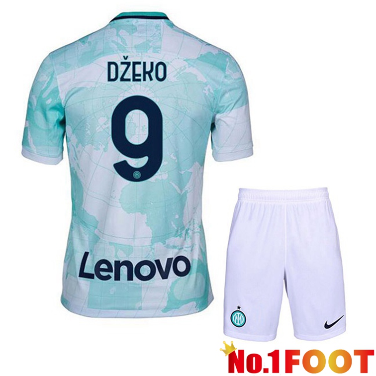 Inter Milan (DŽEKO 9) Kids Soccer Jerseys Away White Green 2022-2023