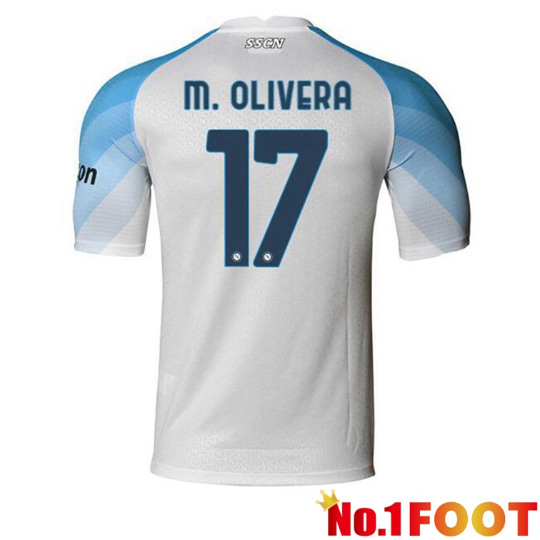 SSC Napoli (M. Olivera 17) Soccer Jerseys Home White 2022-2023