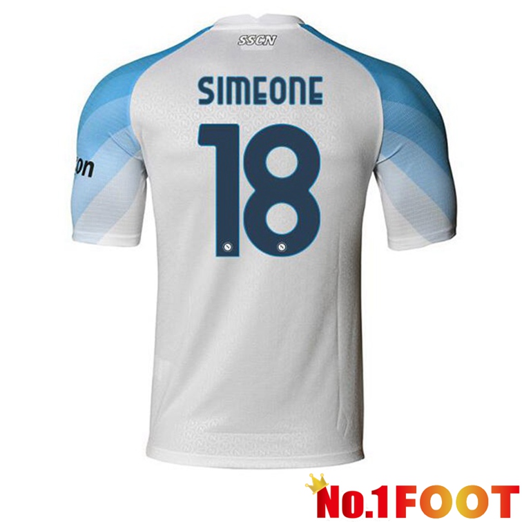 SSC Napoli (Simeone 18) Soccer Jerseys Home White 2022-2023