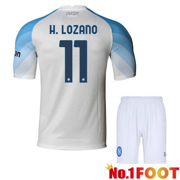 SSC Napoli (H. Lozano 11) Kids Soccer Jerseys Home White 2022-2023