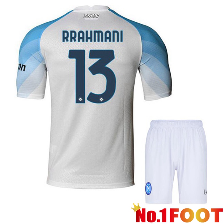 SSC Napoli (Rrahmani 13) Kids Soccer Jerseys Home White 2022-2023