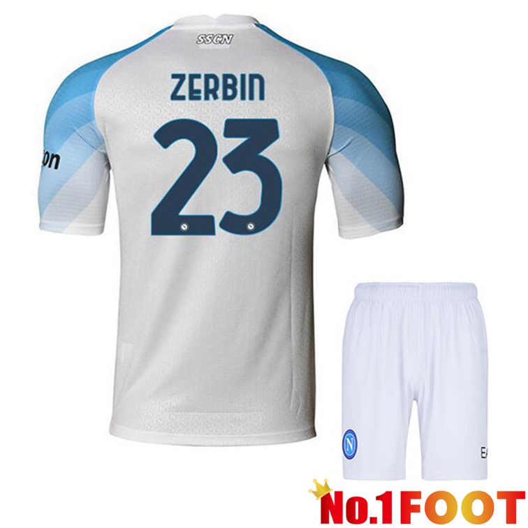 SSC Napoli (Zerbin 23) Kids Soccer Jerseys Home White 2022-2023