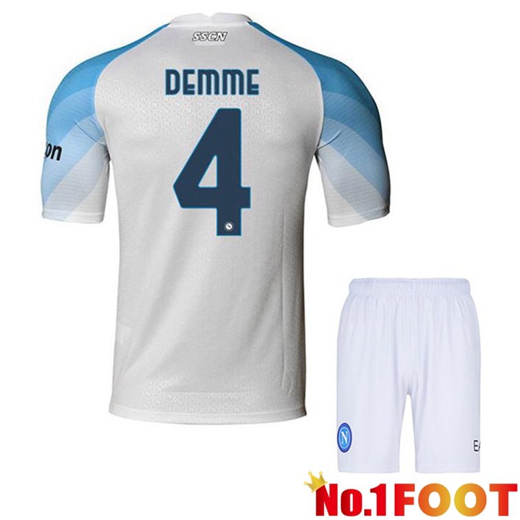 SSC Napoli (Demme 4) Kids Soccer Jerseys Home White 2022-2023