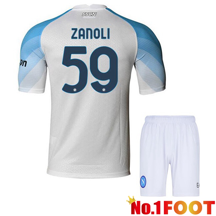 SSC Napoli (Zanoli 59) Kids Soccer Jerseys Home White 2022-2023