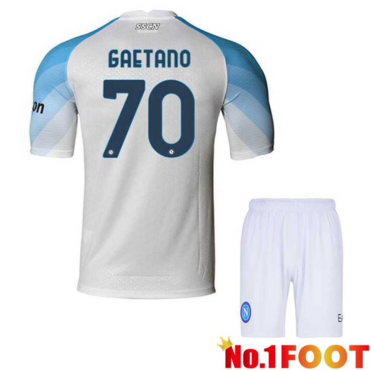 SSC Napoli (Gaetano 70) Kids Soccer Jerseys Home White 2022-2023