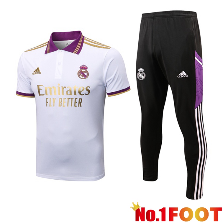 Real Madrid Soccer Polo + Pants White 2022/2023