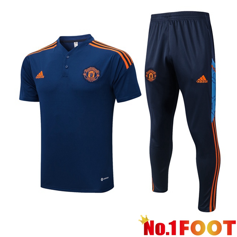 Manchester United Soccer Polo + Pants Royal Blue 2022/2023