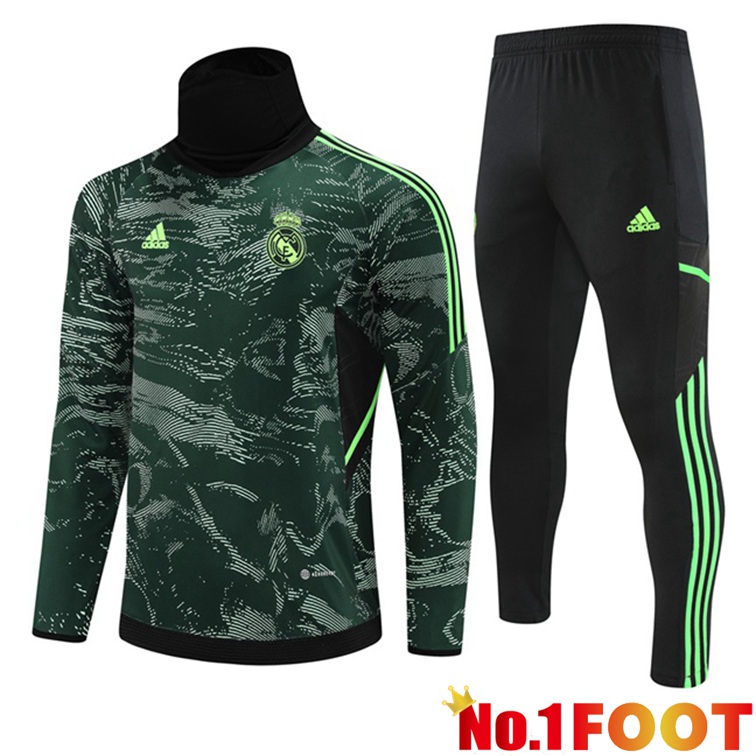 Real Madrid High collar Training Tracksuit Suit Green 2022/2023