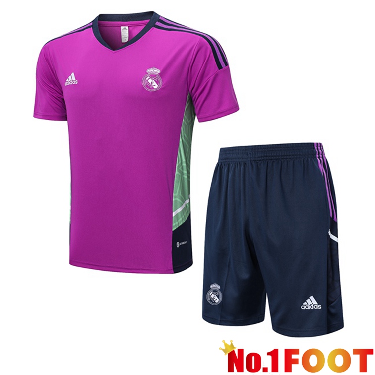 Real Madrid Training T Shirt + Shorts Purple 2022/2023