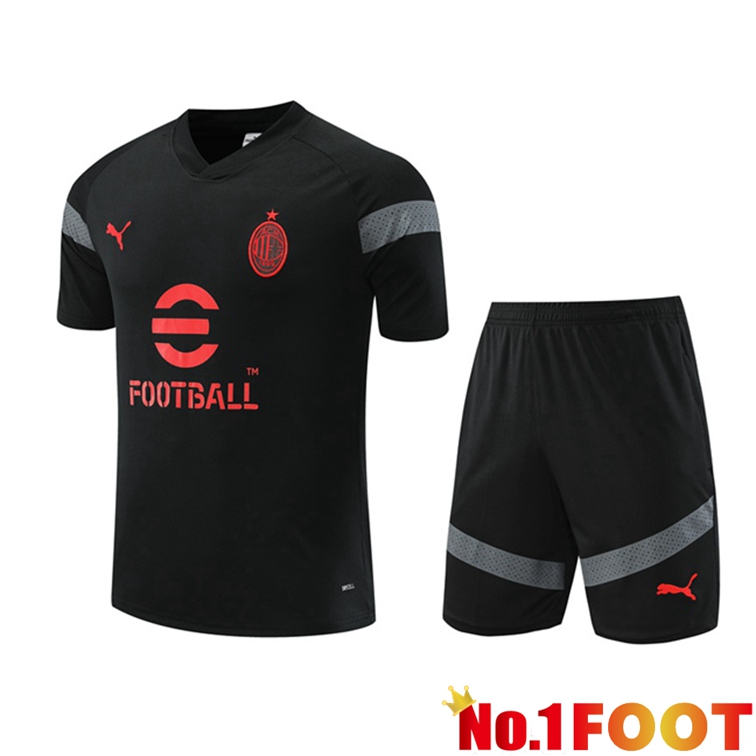 AC Milan Training T Shirt + Shorts Black 2022/2023