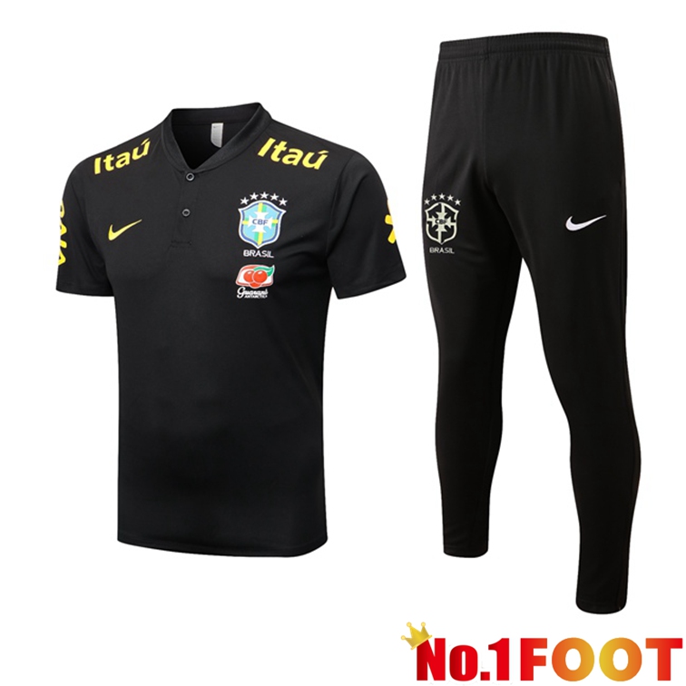 Brazill Soccer Polo + Pants Black 2022/2023