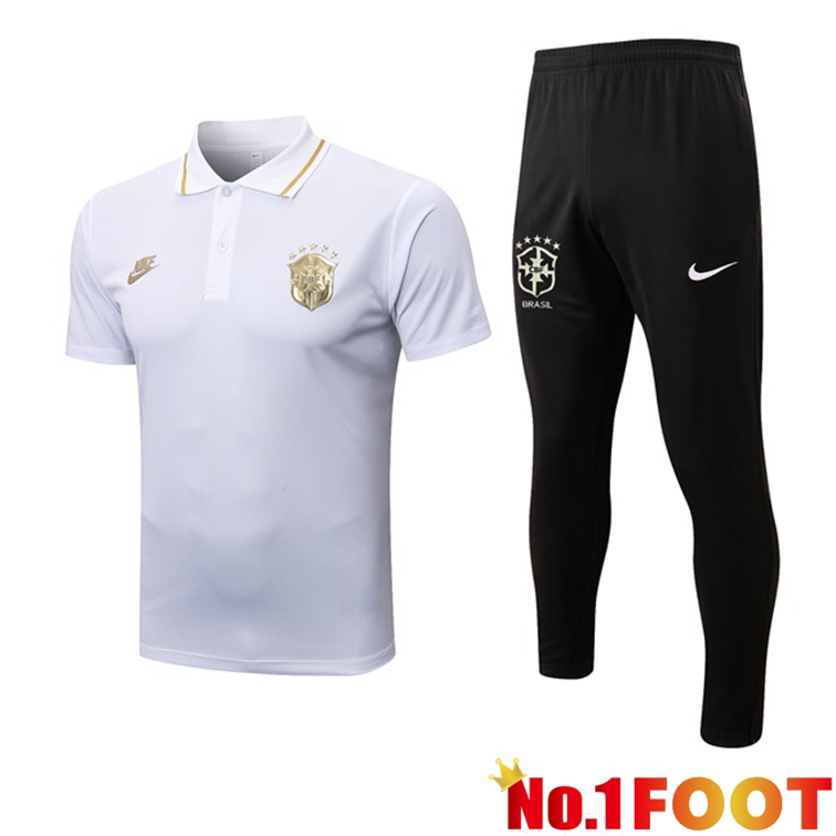 Brazill Soccer Polo + Pants White 2022/2023