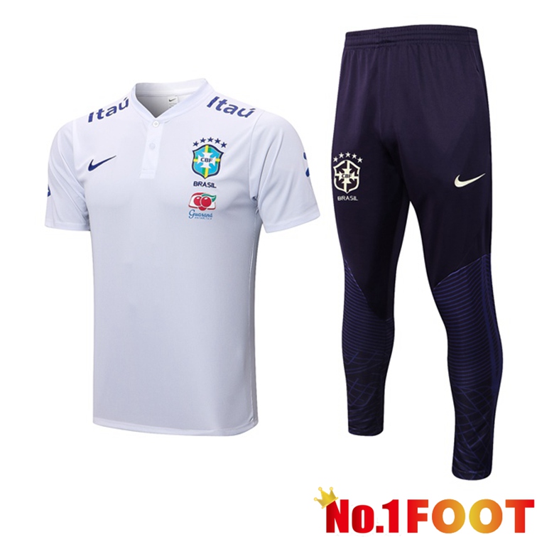 Brazill Soccer Polo + Pants White 2022/2023