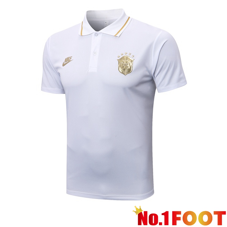 Brazil Soccer Polo White 2022/2023 - Click Image to Close