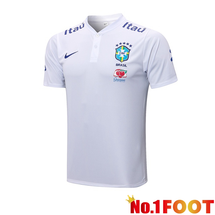 Brazil Soccer Polo White 2022/2023 - Click Image to Close