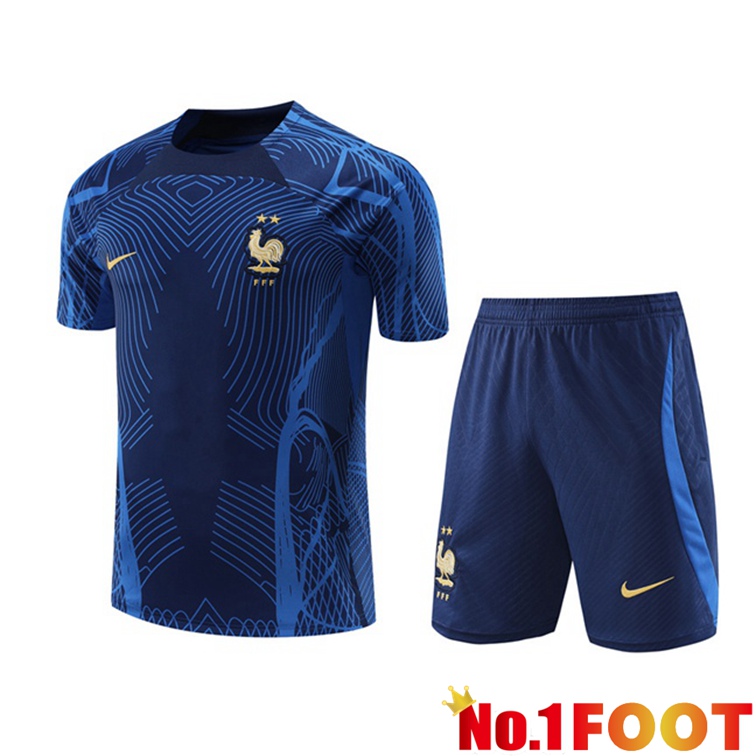 France Training T Shirt + Shorts Blue 2022/2023