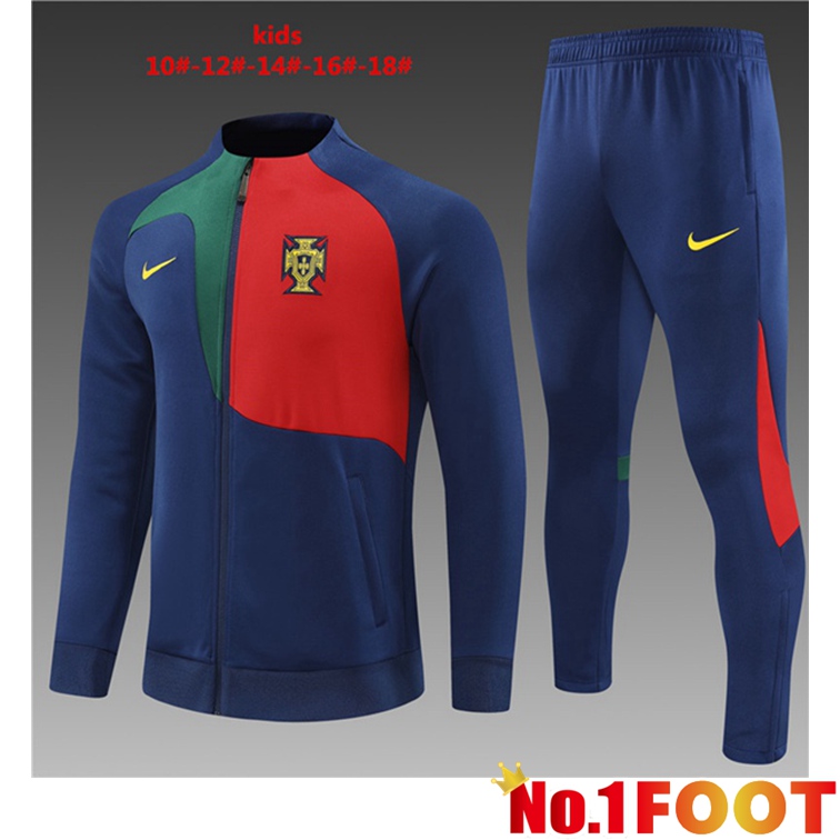 Portugal Kids Training Jacket Suit Royal Blue 2022/2023 - Click Image to Close