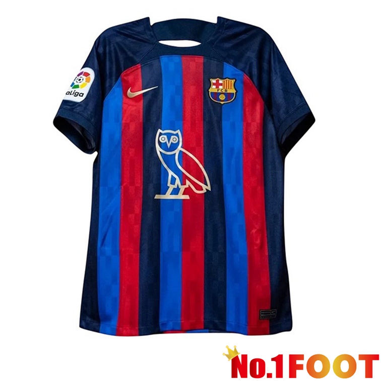 FC Barcelona Soccer Jersey Home Drake Sponsor Red Blue 2022/2023