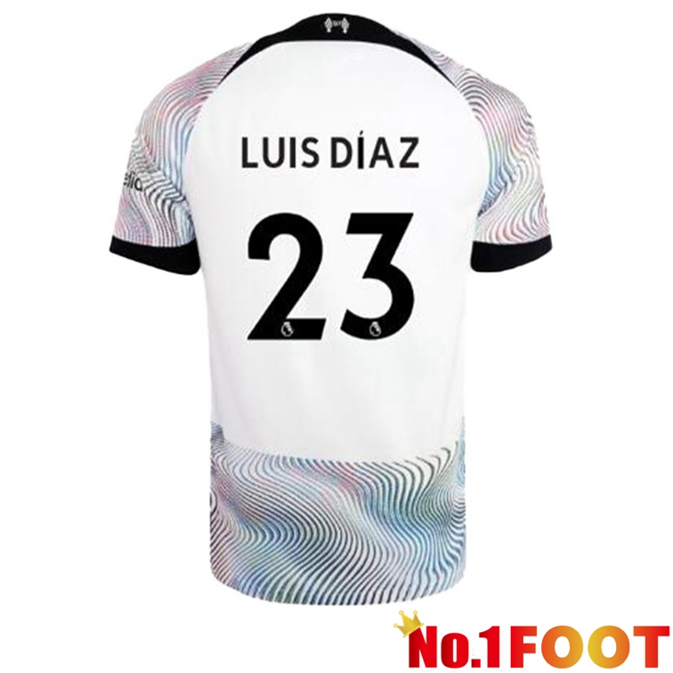 FC Liverpool (LUIS DÍAZ 23) Soccer Jersey Away White 2022/2023