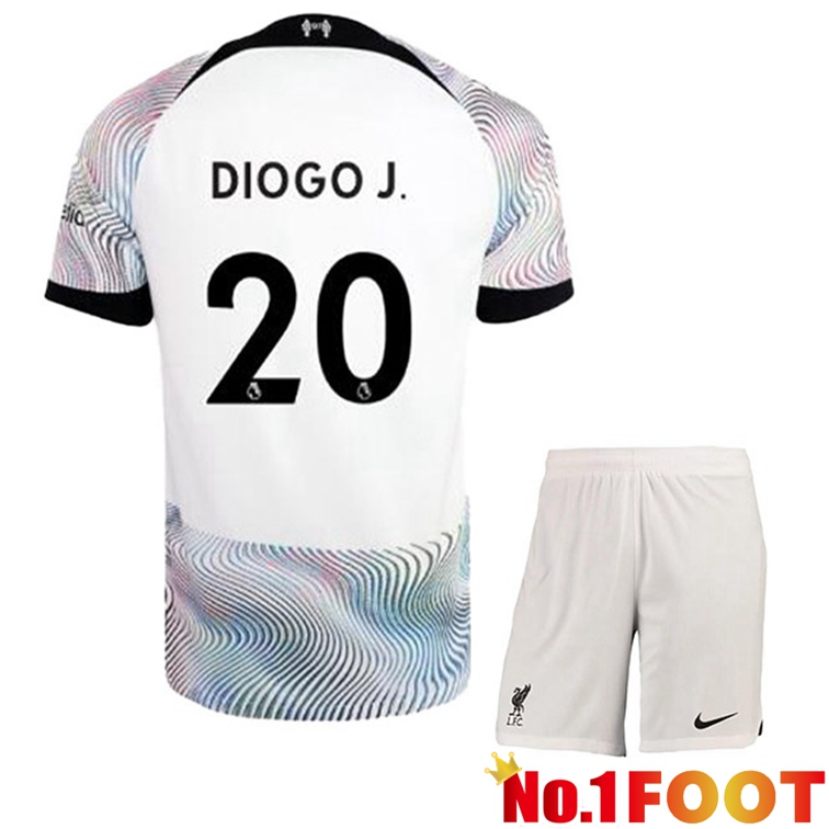 FC Liverpool (DIOGO J. 20) Kids Soccer Jersey Away White 2022/2023