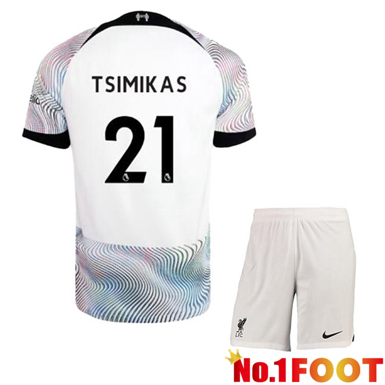 FC Liverpool (TSIMIKAS 21) Kids Soccer Jersey Away White 2022/2023