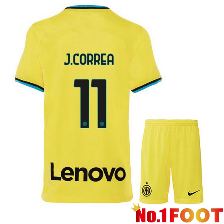 Inter Milan (J.CORREA 11) Kids Soccer Jersey Third Yellow 2022/2023