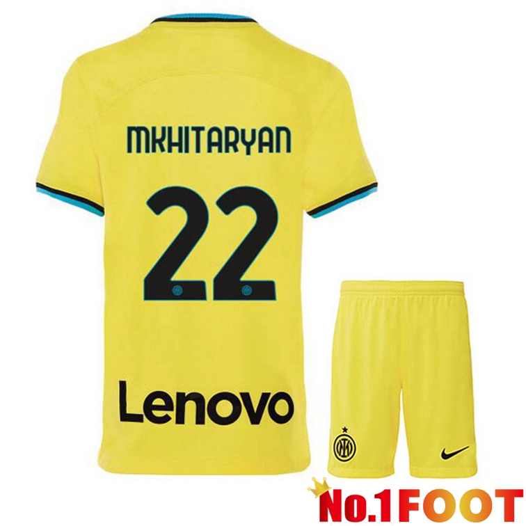 Inter Milan (MKHITARYAN 22) Kids Soccer Jersey Third Yellow 2022/2023