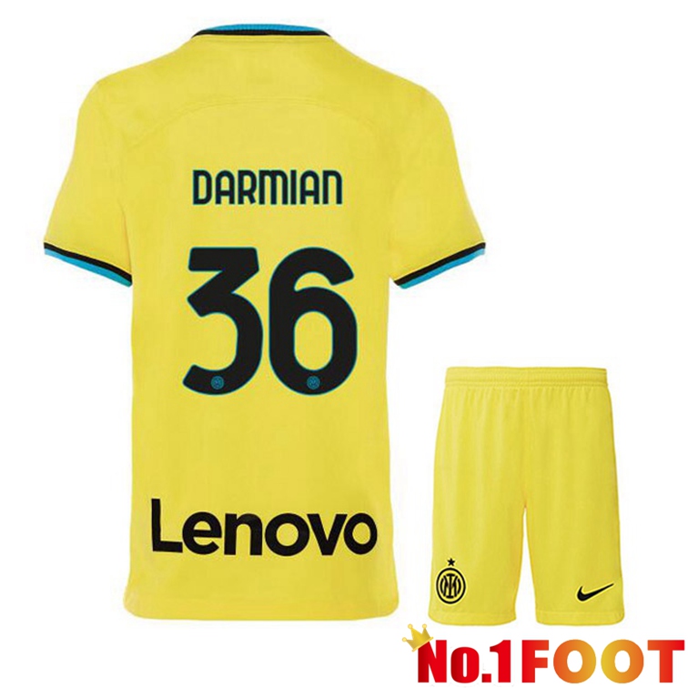 Inter Milan (DARMIAN 36) Kids Soccer Jersey Third Yellow 2022/2023