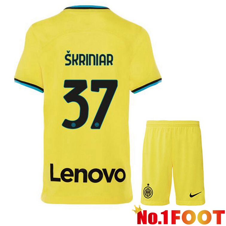 Inter Milan (ŠKRINIAR 37) Kids Soccer Jersey Third Yellow 2022/2023