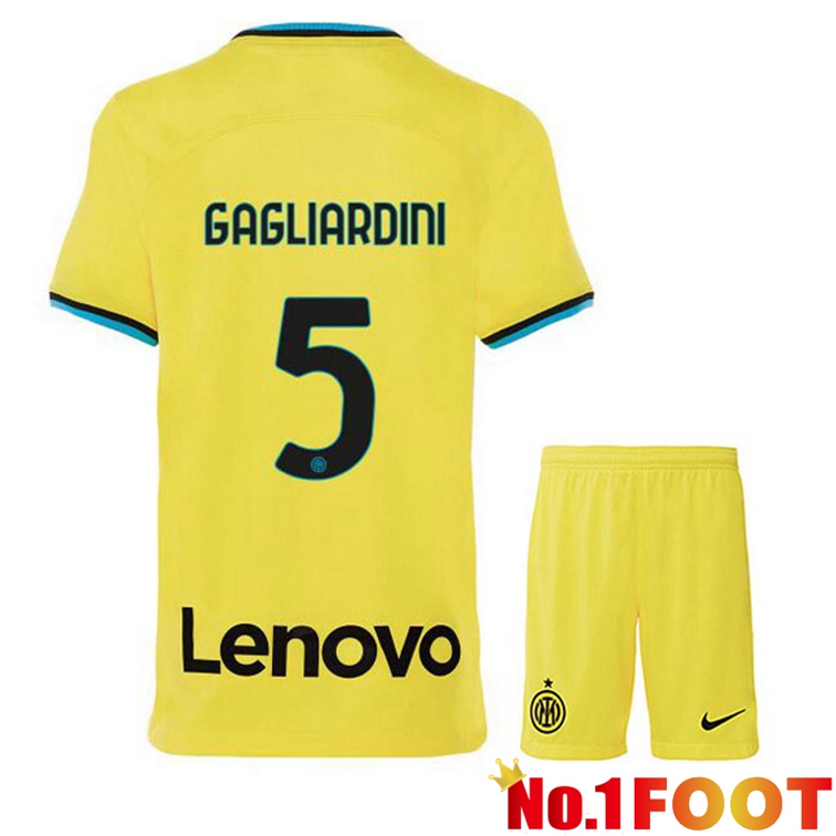 Inter Milan (GAGLIARDINI 5) Kids Soccer Jersey Third Yellow 2022/2023