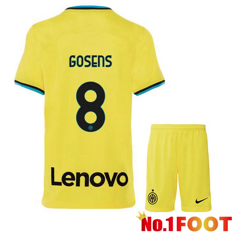 Inter Milan (GOSENS 8) Kids Soccer Jersey Third Yellow 2022/2023