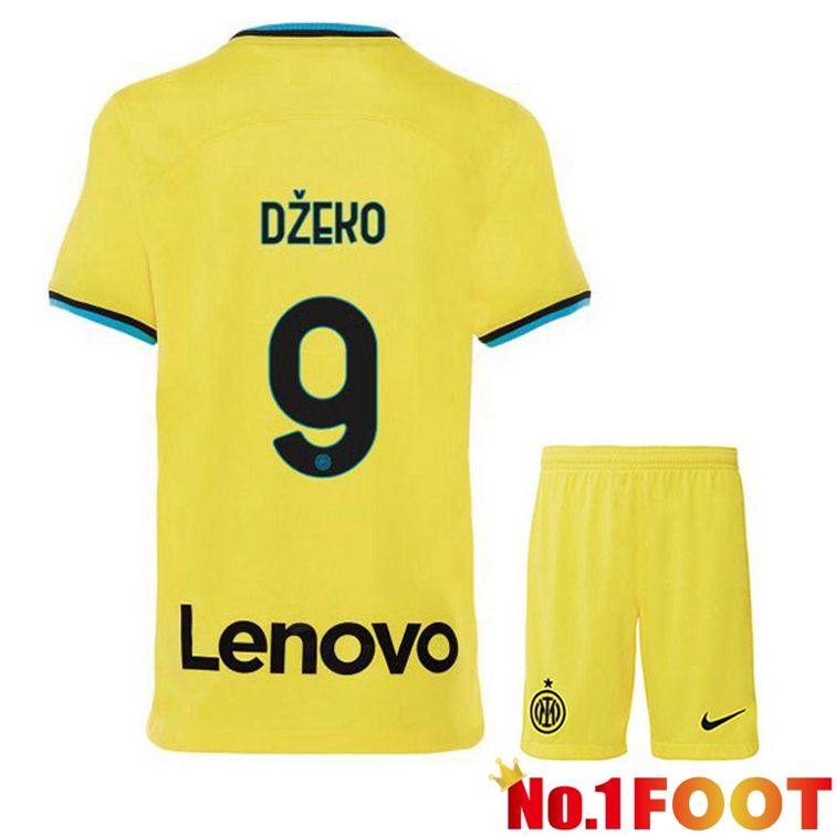 Inter Milan (DŽEKO 9) Kids Soccer Jersey Third Yellow 2022/2023