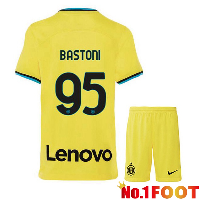 Inter Milan (BASTONI 95) Kids Soccer Jersey Third Yellow 2022/2023