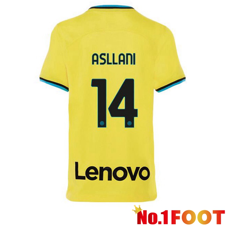 Inter Milan (ASLLANI 14) Soccer Jersey Third Yellow 2022/2023