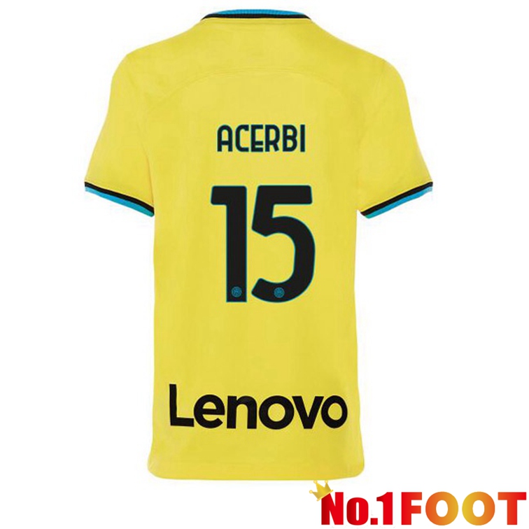 Inter Milan (ACERBI 15) Soccer Jersey Third Yellow 2022/2023