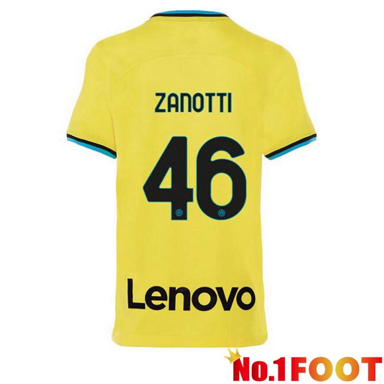 Inter Milan (ZANOTTI 46) Soccer Jersey Third Yellow 2022/2023