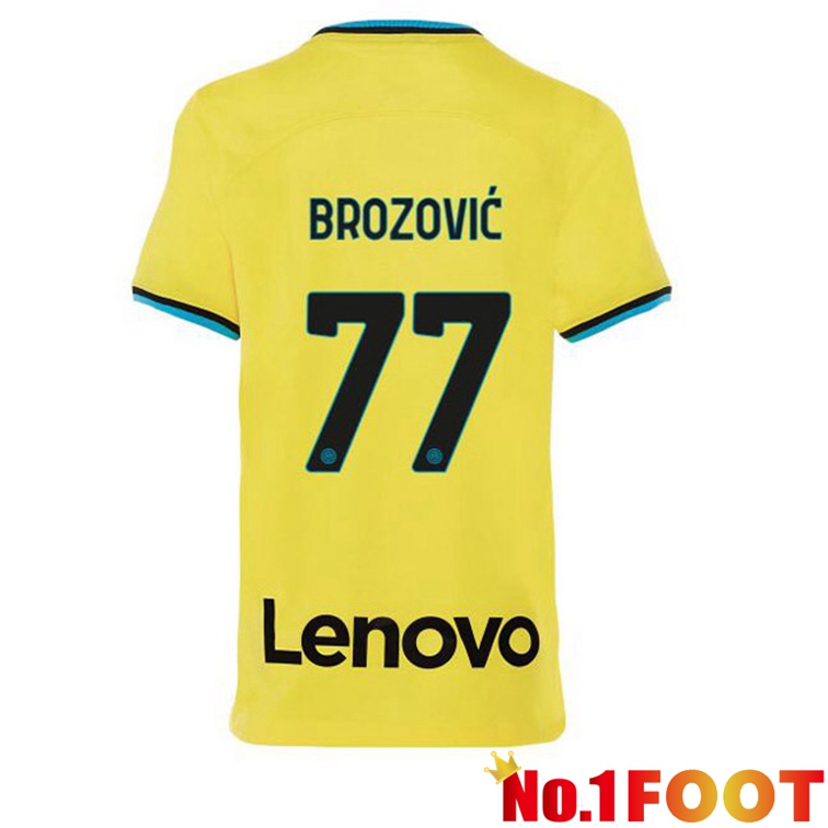 Inter Milan (BROZOVIĆ 77) Soccer Jersey Third Yellow 2022/2023