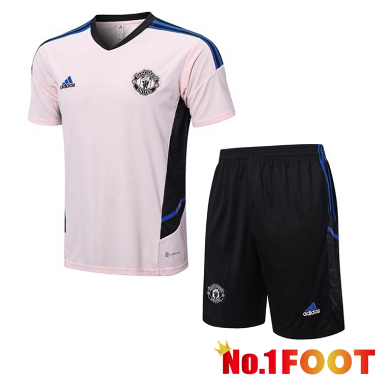 Manchester United Training T Shirt + Shorts Pink 2022/2023