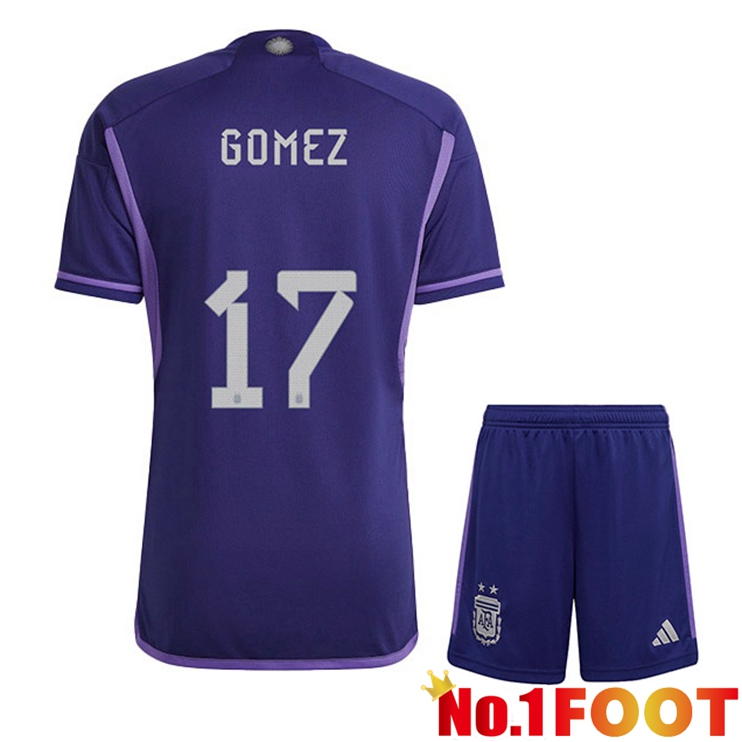 Argentina (GOMEZ 17) Kids Soccer Jersey Away Purple World Cup 2022