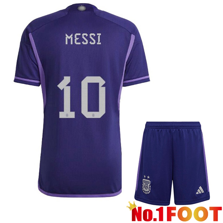 Argentina (MESSI 10) Kids Soccer Jersey Away Purple World Cup 2022