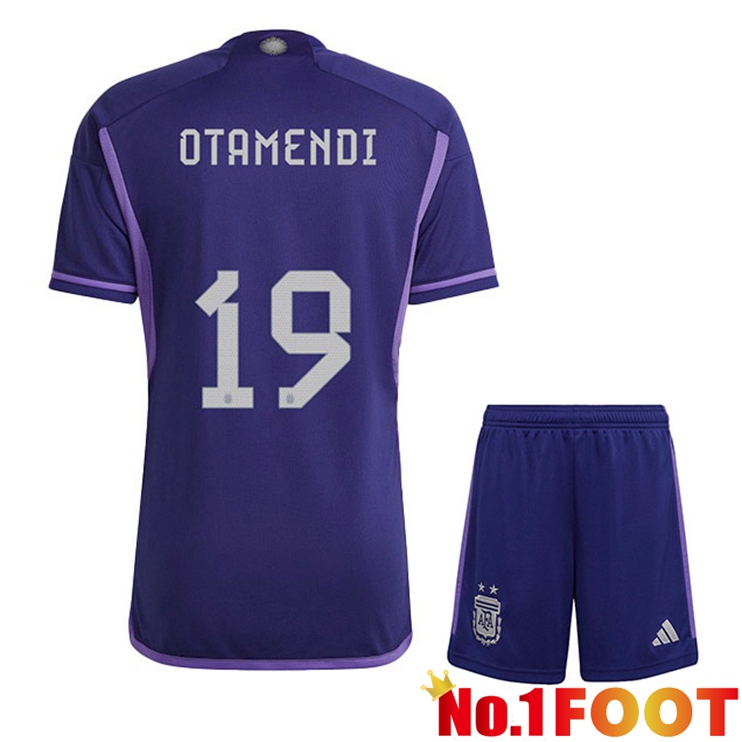 Argentina (OTAMENDI 19) Kids Soccer Jersey Away Purple World Cup 2022