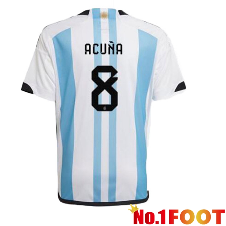 Argentina (ACUÑA 8) Soccer Jersey Home Blue White World Cup 2022