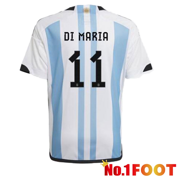 Argentina (DI MARIA 11) Soccer Jersey Home Blue White World Cup 2022