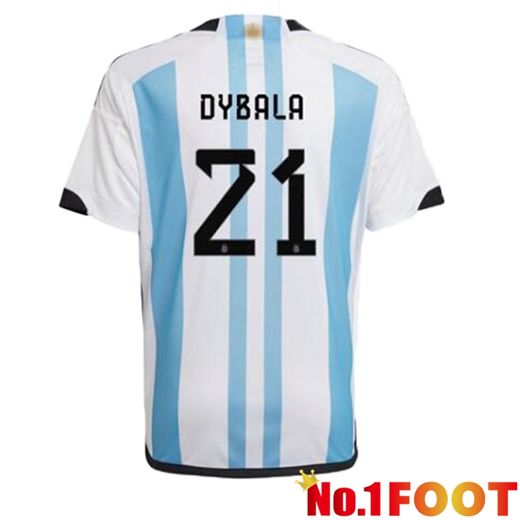 Argentina (DYBALA 21) Soccer Jersey Home Blue White World Cup 2022