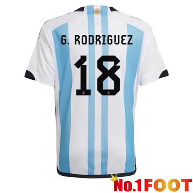 Argentina (G. RODRIGUEZ 18) Soccer Jersey Home Blue White World Cup 2022